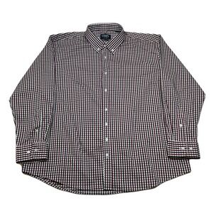 Chaps Ralph Lauren Dress Shirt Mens XL Red‎ Gingham Long Sleeve Regular Fit